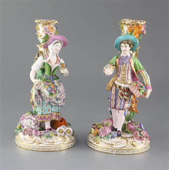 A pair of Minton candlestick figures, c.1835-36, 22cm, minor faults